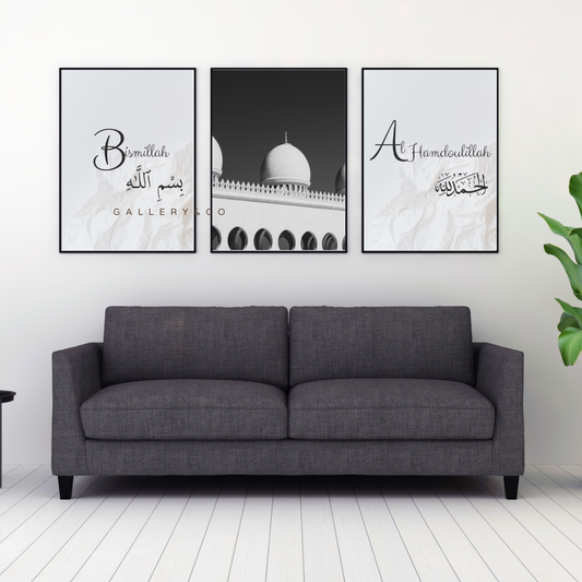 Nouveauté - Salon -  Trio Grey and white masjid - Poster
